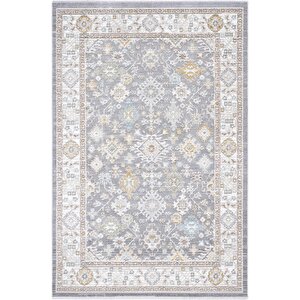 Zaraf Açık Gri Etnik Desen Makine Vintage Halı Modern Oturma Odası Salon İnce Yazlık Halı 80x300 cm