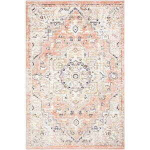 Zaraf Turuncu Klasik Göbekli Etnik Desen  Vintage Halı Oturma Odası Salon İnce Yazlık Halı 160x240 cm