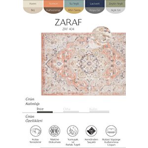 Zaraf Turuncu Klasik Göbekli Etnik Desen  Vintage Halı Oturma Odası Salon İnce Yazlık Halı 160x240 cm