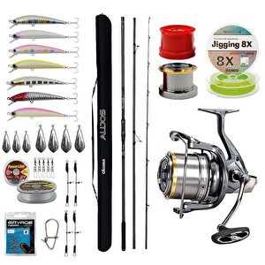 Yekoutdoor Yüksek Performans Okuma Olta Seti Okuma Alijos Surf 435 Cm 100+250 Gr 3 Parça&okuma Flite Surf Fls35-1500ay Gunsmoke 9+