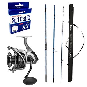 Yekoutdoor Profesyonel Olta Seti Okuma Surfliner+ Surf 420cm 100-250gr 3 Parça Olta Kamışı&okuma Tomcat Tmc-8000 Olta Makinesi