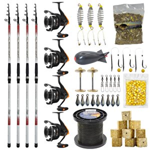 Yekoutdoor Full Çeşit 4'lü Okuma Göl Seti Kendo Atlantic Surf 4.20m 100-250gr Olta Kamışı&okuma Jaw-65 3+1bb Olta Makinesi