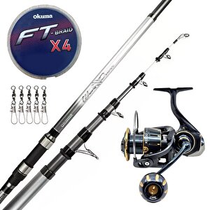 Yek Outdoor Hazır Surf Olta Seti Okuma Wave Power Tele Surf 3.90 Cm 100-200 Gr Surf Kamışı&kendo Blue Bass Gq7000 5+1bb Olta Makin