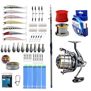 Yekoutdoor Yüksek Performans Olta Seti Dam Imax Tele Surf 14'/4.20m Mf 100-250g 5 Parça Surf Kamışı&okuma Flite Surf Fls35-1500ay