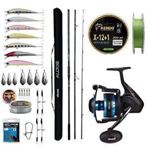 Yekoutdoor Yüksek Performans Okuma Olta Seti Okuma Alijos Surf 435 Cm 100+250 Gr 3 Parça&okuma Azores Zxp-8000 6+1 Bb Olta Makines