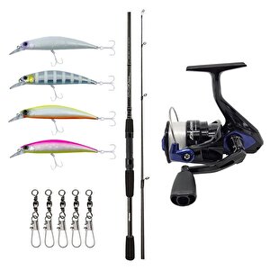 Yekoutdoor Spin Olta Seti Okuma Wave Power 8'0 2.44 Cm 15-40 Gr 2 Parça Spin Kamışı&okuma Fin Chaser X Fnx-40bl Blue 1bb Olta Maki