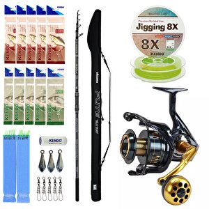 Yekoutdoor Profesyonel Yemli Olta Seti Okuma Flite Tele Surf 420cm 100-200gr 5 Parça Olta Kamışı&okuma Salina Sa-6000ha Blue 6+1bb