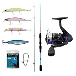 Yekoutdoor Okuma Spin Olta Seti Okuma Fuel Spin 2,74 Cm 7-30 Gr 2 Parça Spin Kamışı&okuma Fin Chaser X Fnx-40bl Blue 1bb Olta Maki