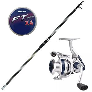 Yek Outdoor Hazır Olta Seti Okuma Revenger Tele Surf 420 Cm 4 Parça Surf Kamışı&okuma Aria-6000a Painting Silver 1bb Olta Makinesi