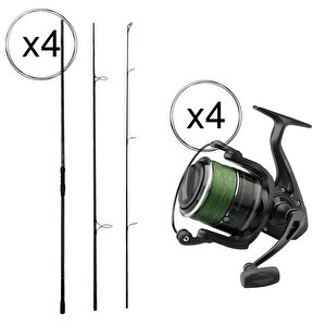 Yekoutdoor Profesyonel 4'lü  Göl Olta Seti Prologic C-series 12ft 360 Cm 3.5 Lb 3 Parça&dam 7000s Fd 3+1bb Olta Makinesi