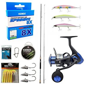Yekoutdoor Profesyonel Spin Olta Seti Okuma Azaki Spin 244 Cm 7-28 Gr 2 Parça Spin Kamışı-okuma Safina Snw-4000a 4+1bb Olta Makine