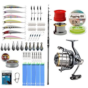 Yekoutdoor Yüksek Performans Olta Seti Okuma Alaris Tele Surf 420 Cm 100-200 Gr Surf Kamışı&okuma Flite Surf Fls35-1500ay Gunsmoke