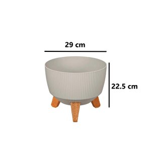 Elf-496 Dekoratif Ayaklı Nostalji Saksı 9 Lt Bej