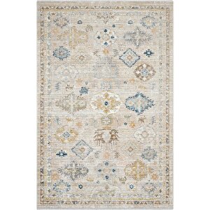Zaraf Krem Bej Halı Modern Etnik Desenli Bohem Oda Halısı Oturma Odası Salon İnce Halı 80x300 cm