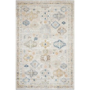 Zaraf Krem Bej Halı Modern Etnik Desenli Bohem Oda Halısı Oturma Odası Salon İnce Halı 80x300 cm