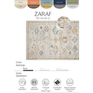 Zaraf Krem Bej Halı Modern Etnik Desenli Bohem Oda Halısı Oturma Odası Salon İnce Halı 80x300 cm