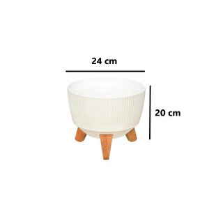 Elf-495 Dekoratif Ayaklı Nostalji Saksı 5 Lt Beyaz