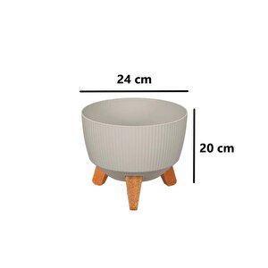 Elf-495 Dekoratif Ayaklı Nostalji Saksı 5 Lt Bej