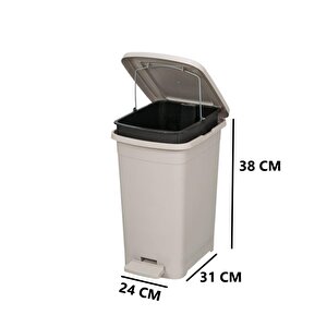 Elf-i̇343 Slim Pedallı Plastik Çöp Kovası İç Kovalı 15 Lt Gri
