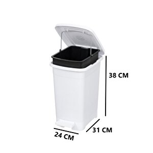 Elf-i̇343 Slim Pedallı Plastik Çöp Kovası İç Kovalı 15 Lt Beyaz