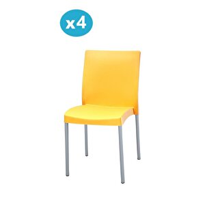 Mt-cf875 Vortice Plastik Bahçe Balkon Sandalye 4'lü Set Sarı - Gold