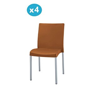 Mt-cf875 Vortice Plastik Bahçe Balkon Sandalye 4'lü Set Kahverengi