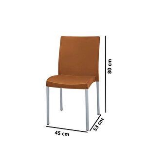 Mt-cf875 Vortice Plastik Bahçe Balkon Sandalye 4'lü Set Kahverengi