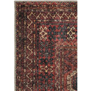 Cool Halı Private Bordo Eskitme Vintage Halı Etnik Desen Dokuma Şönil Halı Yıkanabilir Salon Halısı