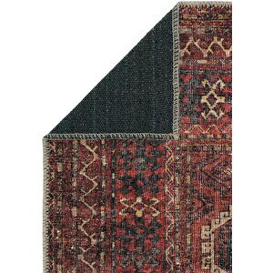 Cool Halı Private Bordo Eskitme Vintage Halı Etnik Desen Dokuma Şönil Halı Yıkanabilir Salon Halısı