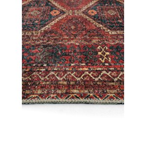 Cool Halı Private Bordo Eskitme Vintage Halı Etnik Desen Dokuma Şönil Halı Yıkanabilir Salon Halısı