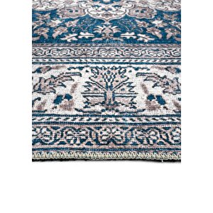 Cool Halı Private Lacivert Eskitme Vintage Halı Yolluk Şönil Yıkanabilir Göbekli Klasik Salon Halısı
