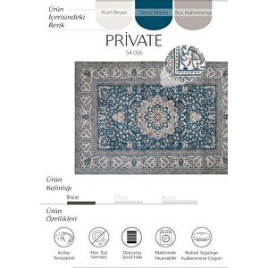 Private Lacivert Eskitme Vintage Halı Yolluk Şönil Yıkanabilir Göbekli Klasik Salon Halısı 95x300 cm