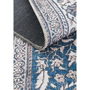 Cool Halı Private Lacivert Eskitme Vintage Halı Yolluk Şönil Yıkanabilir Göbekli Klasik Salon Halısı