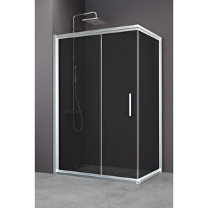 Minesota Temperli 6 Mm Dikdörtgen Cam Duşakabin Mat Krom Profil Füme Cam 70x120 cm