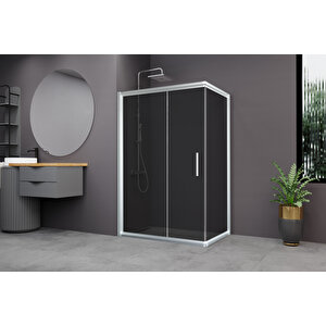 Minesota Temperli 6 Mm Dikdörtgen Cam Duşakabin Mat Krom Profil Füme Cam 70x120 cm