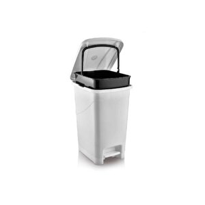 Srl-3029 Slim Pedallı Plastik Çöp Kovası İç Kovalı 25 Lt Beyaz