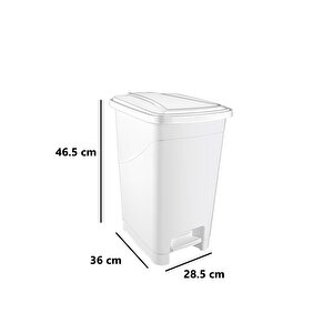 Srl-3029 Slim Pedallı Plastik Çöp Kovası İç Kovalı 25 Lt Beyaz