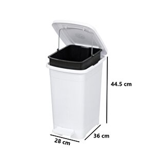 Elf-i̇342 Slim Pedallı Plastik Çöp Kovası İç Kovalı 25 Lt Beyaz