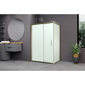 Minesota Temperli 6 Mm Dikdörtgen Cam Duşakabin Bronz Profil Kumlama Cam 90x120 cm