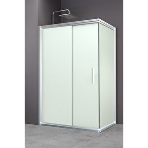 Minesota Temperli 6 Mm Dikdörtgen Cam Duşakabin Mat Krom Profil Kumlama Cam 80x130 cm