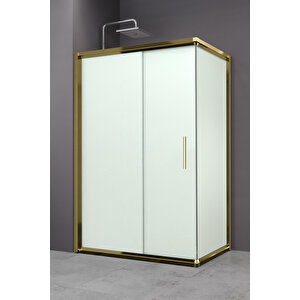 Minesota Temperli 6 Mm Dikdörtgen Cam Duşakabin Altın Profil Kumlama Cam 70x110 cm