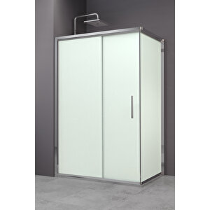 Minesota Temperli 6 Mm Dikdörtgen Cam Duşakabin Krom Profil Kumlama Cam 80x130 cm