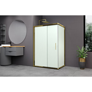 Minesota Temperli 6 Mm Dikdörtgen Cam Duşakabin Altın Profil Kumlama Cam 70x120 cm