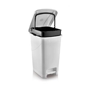 Srl-3030 Slim Pedallı Plastik Çöp Kovası İç Kovalı 40 Lt Beyaz