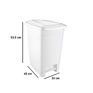 Srl-3030 Slim Pedallı Plastik Çöp Kovası İç Kovalı 40 Lt Beyaz