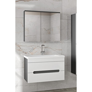 Alpi̇ 80 Cm Seramik Lavabolu Banyo Dolabı Seti-mdf