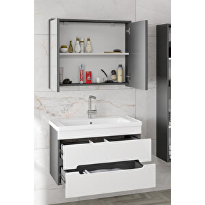 Alpi̇ 80 Cm Seramik Lavabolu Banyo Dolabı Seti-mdf