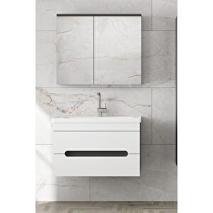 Alpi̇ 80 Cm Seramik Lavabolu Banyo Dolabı Seti-mdf