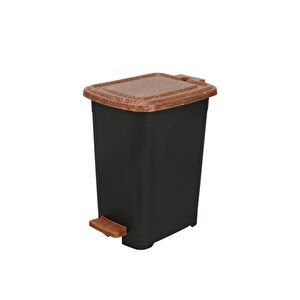 Elf-w342 25 Lt Ahşap Desenli Slim Pedallı Plastik Çöp Kovası İç Kovasız