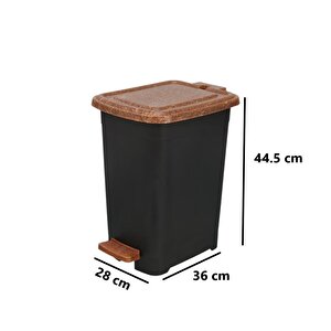 Elf-w342 25 Lt Ahşap Desenli Slim Pedallı Plastik Çöp Kovası İç Kovasız